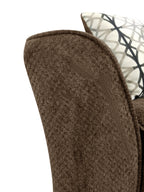 Made in Canada Febe 100" Chenille Fabric Sofa with Flared Arms and Accent Pillows - Brown | Sofa Febe de 100 po fabriqué au Canada en tissu de chenille avec accoudoirs évasés et coussins décoratifs - brun