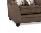 Made in Canada Febe 85" Chenille Fabric Condo-Size Sofa with Flared Arms and Accent Pillows - Brown | Sofa Febe de 85 po de format condo fabriqué au Canada en tissu de chenille avec accoudoirs évasés et coussins décoratifs - brun