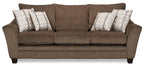 Made in Canada Febe 100" Chenille Fabric Sofa with Flared Arms and Accent Pillows - Brown | Sofa Febe de 100 po fabriqué au Canada en tissu de chenille avec accoudoirs évasés et coussins décoratifs - brun