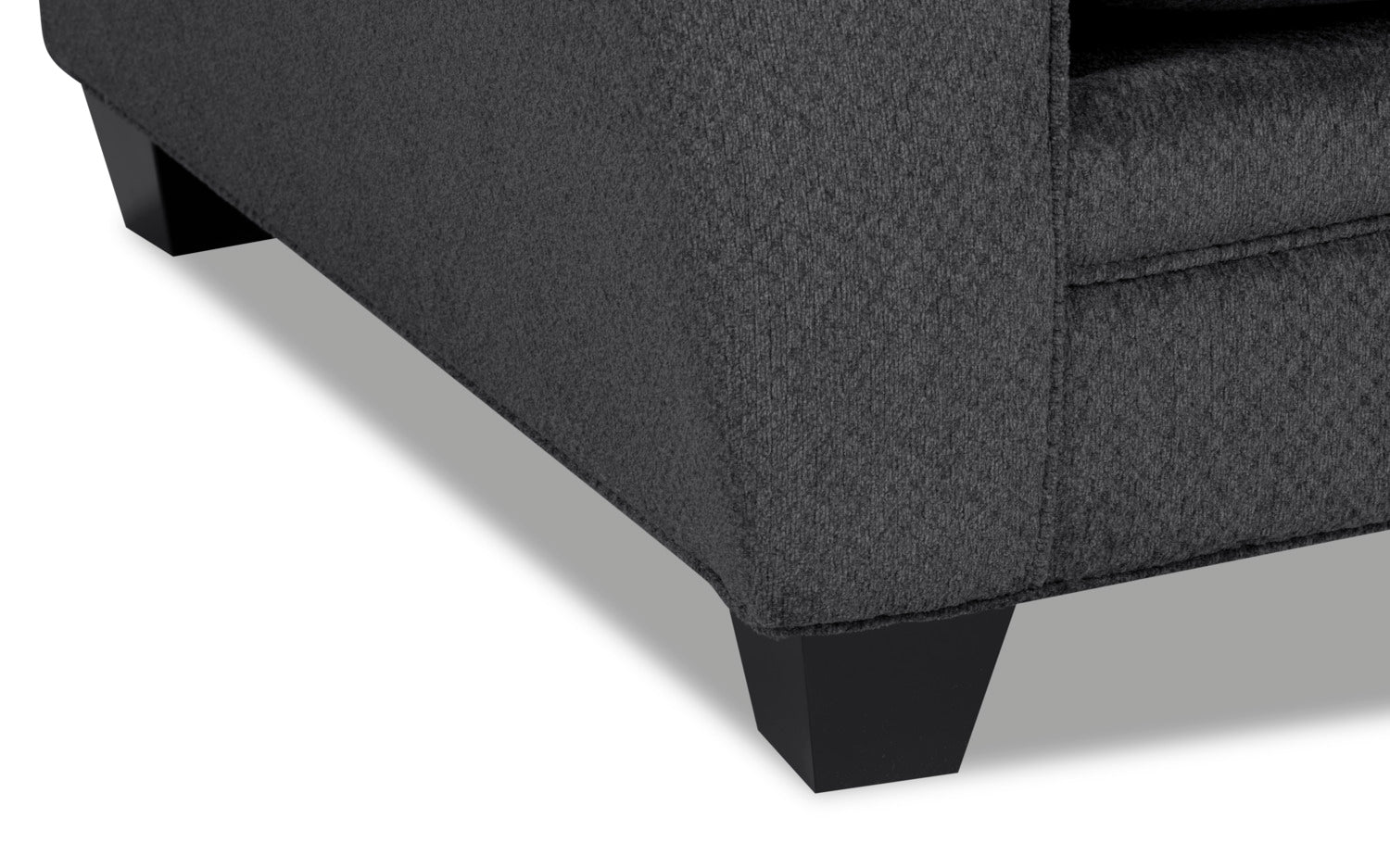 Made in Canada Febe 85" Chenille Fabric Condo-Size Sofa with Flared Arms and Accent Pillows - Charcoal Grey | Sofa Febe de 85 po de format condo fabriqué au Canada en tissu de chenille avec accoudoirs évasés et coussins décoratifs - gris anthracite