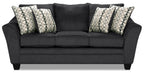 Made in Canada Febe 85" Chenille Fabric Condo-Size Sofa with Flared Arms and Accent Pillows - Charcoal Grey | Sofa Febe de 85 po de format condo fabriqué au Canada en tissu de chenille avec accoudoirs évasés et coussins décoratifs - gris anthracite