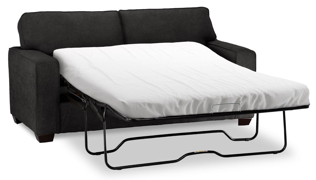 Made in Canada Fiona 58" Chenille Fabric Twin-Size Sofa Bed with Track Arms - Grey | Sofa-lit simple Fiona de 58 po fabriqué au Canada en tissu de chenille avec accoudoirs rectilignes - gris