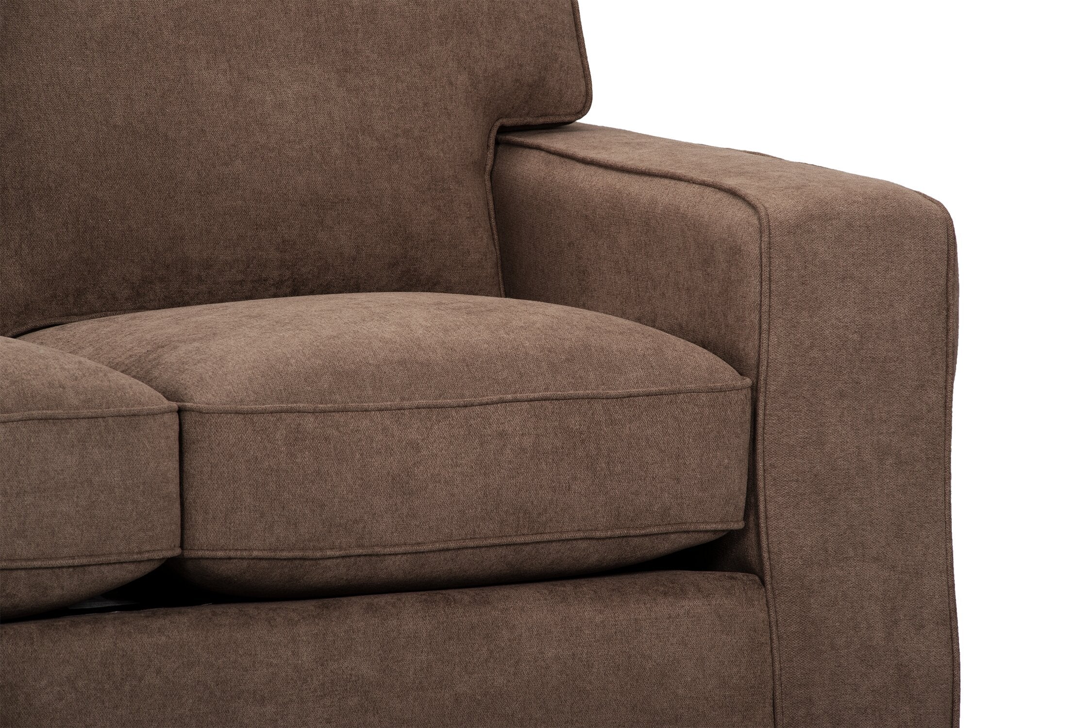 Made in Canada Fiona 74" Chenille Fabric Sofa with Track Arms - Mocha Brown | Sofa Fiona de 74 po fabriqué au Canada en tissu de chenille avec accoudoirs rectilignes - brun moka