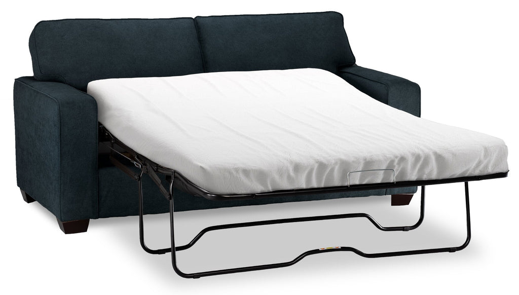 Made in Canada Fiona 74" Chenille Fabric Full-Size Sofa Bed with Track Arms - Navy Blue | Sofa-lit double Fiona de 74 po fabriqué au Canada en tissu de chenille avec accoudoirs rectilignes - bleu marine
