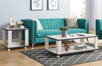 Flynn 47.25" Modern Coffee Table with Shelf and Casters - White and Grey |Table à café moderne Flynn de 47,25 po avec tablette et roulettes - blanche et grise