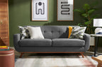 Kort & Co. Freeman 80” Linen-Look Fabric Condo Size Sofa with Wood Legs - Charcoal Grey | Sofa Freeman de Kort & Co. de 80 po de format condo en tissu d’apparence lin avec base et pattes en bois - gris anthracite