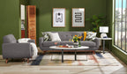 Kort & Co. Freeman 88" Linen-Look Fabric Sofa with Wood Base and Tufted Back Cushions - Charcoal Grey | Sofa Freeman Kort & Co. de 88 po en tissu d’apparence lin avec pattes en bois et coussins de dossier capitonnés - gris anthracite