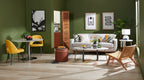 Kort & Co. Freeman 80” Linen-Look Fabric Condo Size Sofa with Wood Legs - Dove White | Sofa Freeman de Kort & Co. de 80 po de format condo en tissu d’apparence lin avec base et pattes en bois - blanc colombe