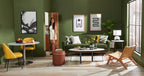 Kort & Co. Freeman 80” Linen-Look Fabric Condo Size Sofa with Wood Legs - Avocado Green | Sofa Freeman de Kort & Co. de 80 po de format condo en tissu d’apparence lin avec base et pattes en bois - vert avocat