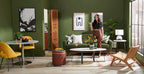 Kort & Co. Freeman 80” Linen-Look Fabric Condo Size Sofa with Wood Legs - Avocado Green | Sofa Freeman de Kort & Co. de 80 po de format condo en tissu d’apparence lin avec base et pattes en bois - vert avocat
