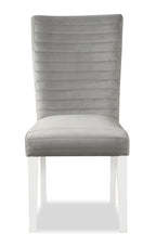 Garbo Dining Chair with Velvet Fabric, Wood - Grey | Chaise de salle à manger Garbo en tissu de velours et en bois - grise