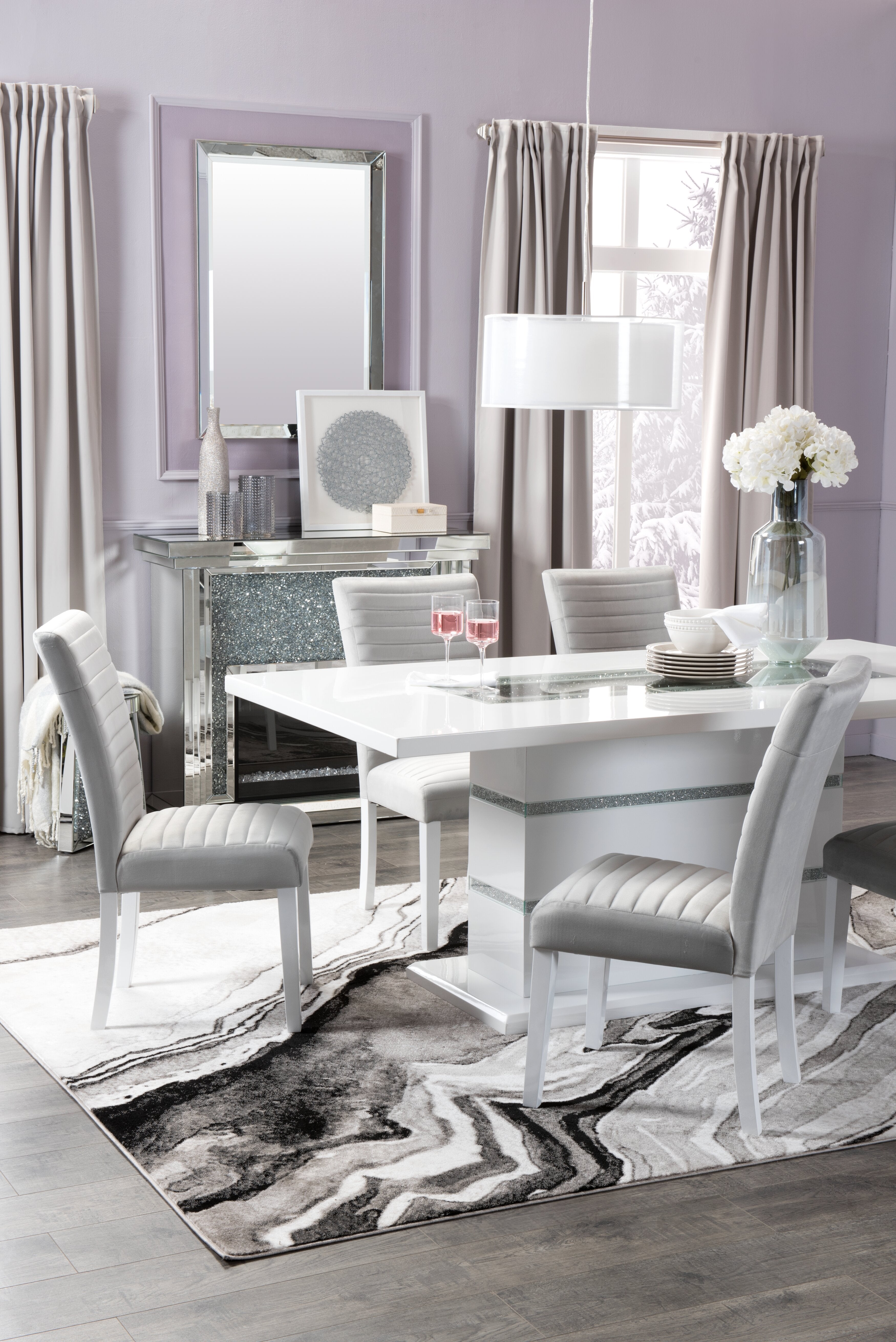 Garbo Dining Chair with Velvet Fabric, Wood - Grey | Chaise de salle à manger Garbo en tissu de velours et en bois - grise