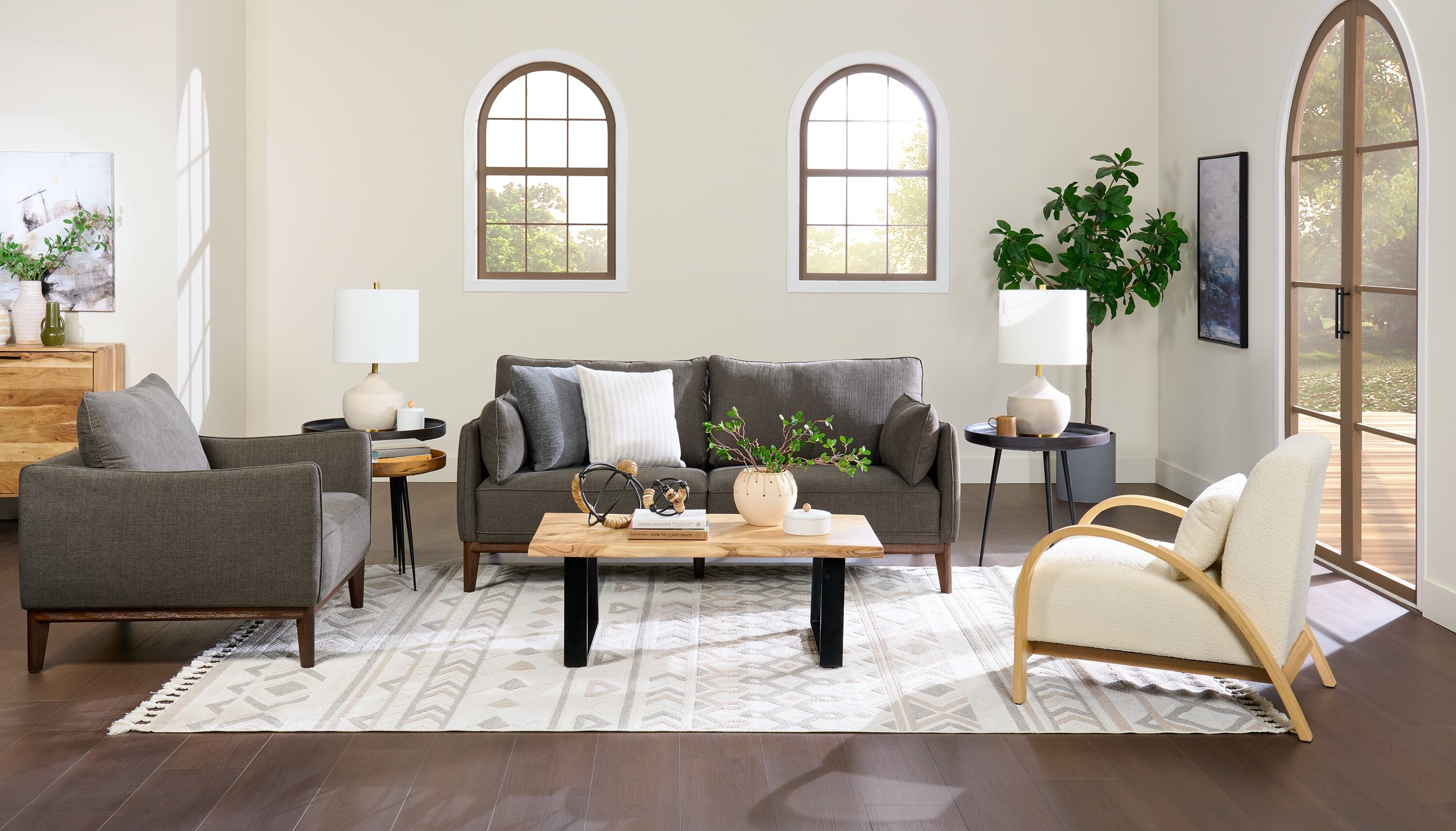 Cindy Crawford Home Gena 78.7" Linen-Look Fabric Condo Size Sofa with Removable Back Cushions - Charcoal Grey | Sofa Gena de Cindy Crawford Home de 78,7 po de format condo en tissu d’apparence lin avec coussins de dossier amovibles - gris anthracite