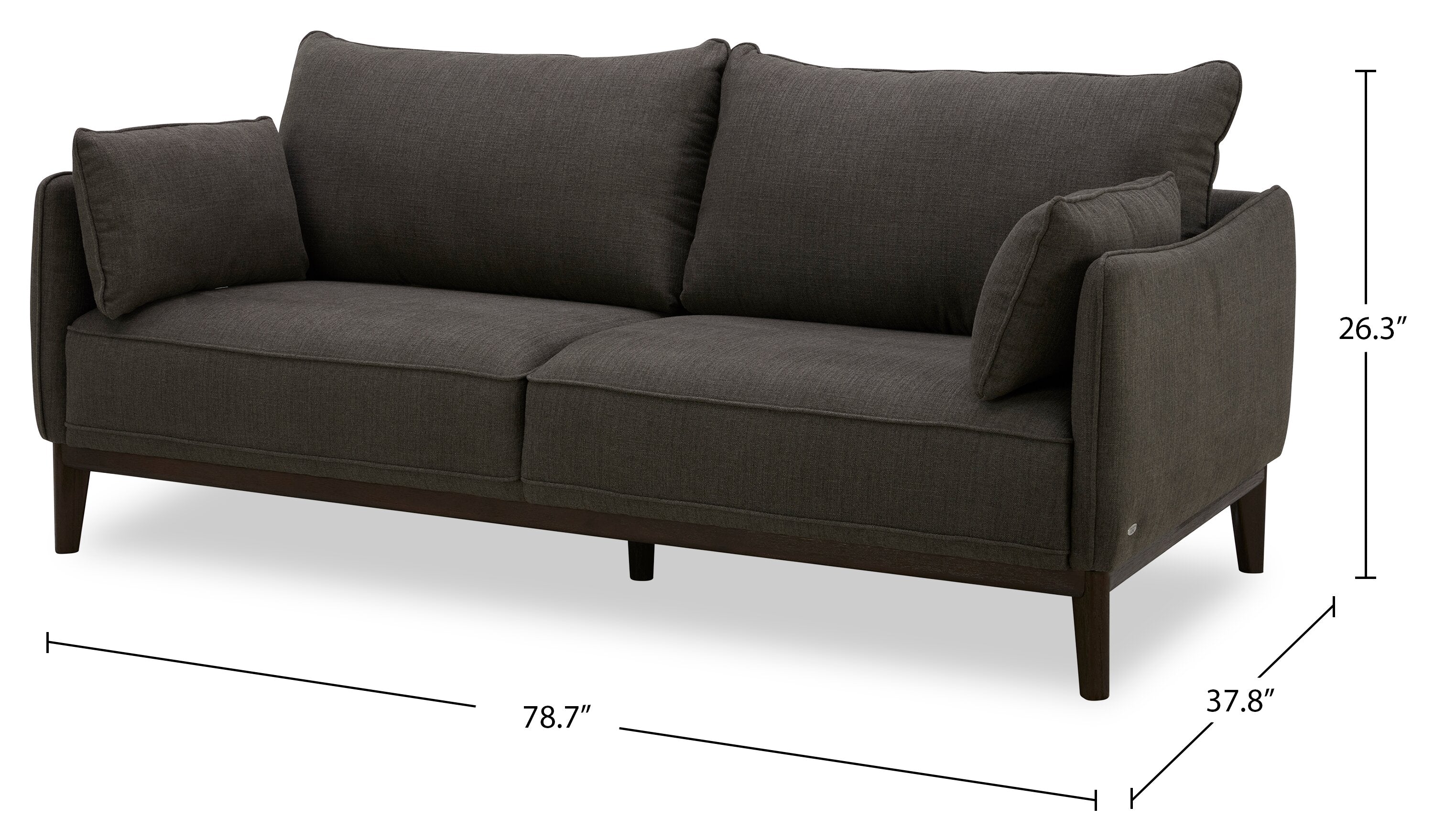 Cindy Crawford Home Gena 78.7" Linen-Look Fabric Condo Size Sofa with Removable Back Cushions - Charcoal Grey | Sofa Gena de Cindy Crawford Home de 78,7 po de format condo en tissu d’apparence lin avec coussins de dossier amovibles - gris anthracite