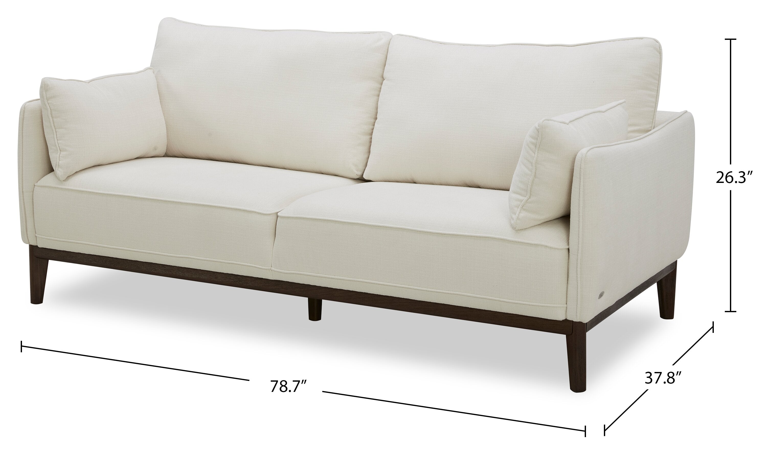Cindy Crawford Home Gena 78.7" Linen-Look Fabric Condo Size Sofa with Removable Back Cushions - Cotton White | Sofa Gena de Cindy Crawford Home de 78,7 po de format condo en tissu d’apparence lin avec coussins de dossier amovibles - blanc coton