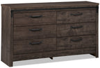 Grayson Bedroom 6-Drawer Dresser, 56.6"W x 32.3"H, Made in Canada, Rustic - Dark Grey | Commode rustique Grayson de 56,6 po (L) x 32,3 po (H) à 6 tiroirs pour la chambre à coucher, fabriquée au Canada - gris foncé