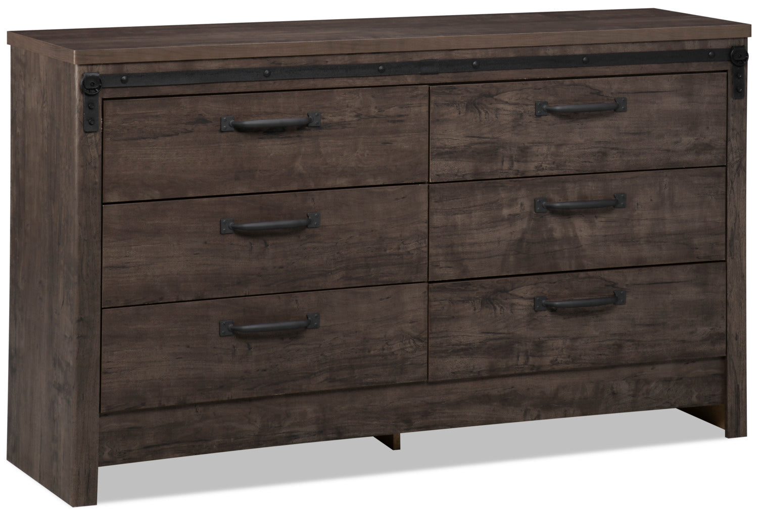 Grayson Bedroom 6-Drawer Dresser, 56.6"W x 32.3"H, Made in Canada, Rustic - Dark Grey | Commode rustique Grayson de 56,6 po (L) x 32,3 po (H) à 6 tiroirs pour la chambre à coucher, fabriquée au Canada - gris foncé