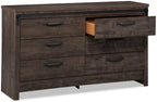 Grayson Bedroom 6-Drawer Dresser, 56.6"W x 32.3"H, Made in Canada, Rustic - Dark Grey | Commode rustique Grayson de 56,6 po (L) x 32,3 po (H) à 6 tiroirs pour la chambre à coucher, fabriquée au Canada - gris foncé