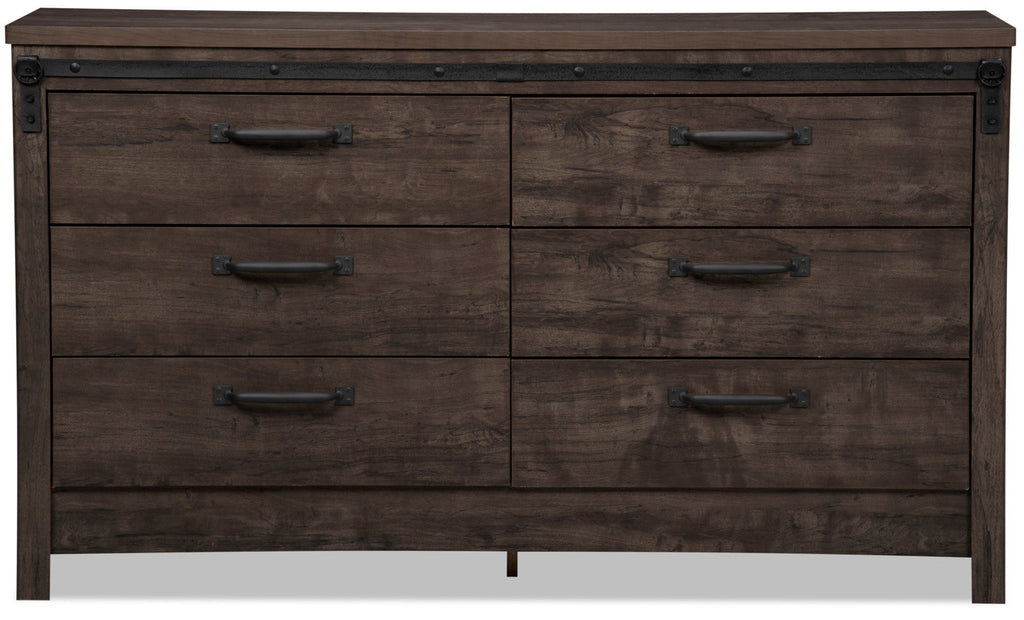 Grayson Bedroom 6-Drawer Dresser, 56.6"W x 32.3"H, Made in Canada, Rustic - Dark Grey | Commode rustique Grayson de 56,6 po (L) x 32,3 po (H) à 6 tiroirs pour la chambre à coucher, fabriquée au Canada - gris foncé