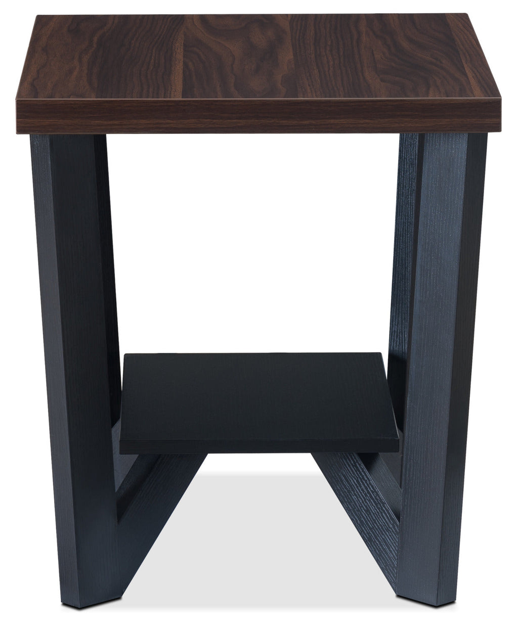 Arika 47.5" Modern 3-Pack Coffee + 2 End Tables with Shelf - Dark Walnut annd Black |Ensemble 3 tables modernes Arika de 47,5 po (table à café et 2 tables de bout) avec tablette - noyer foncé et noir