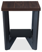 Arika 47.5" Modern 3-Pack Coffee + 2 End Tables with Shelf - Dark Walnut annd Black |Ensemble 3 tables modernes Arika de 47,5 po (table à café et 2 tables de bout) avec tablette - noyer foncé et noir
