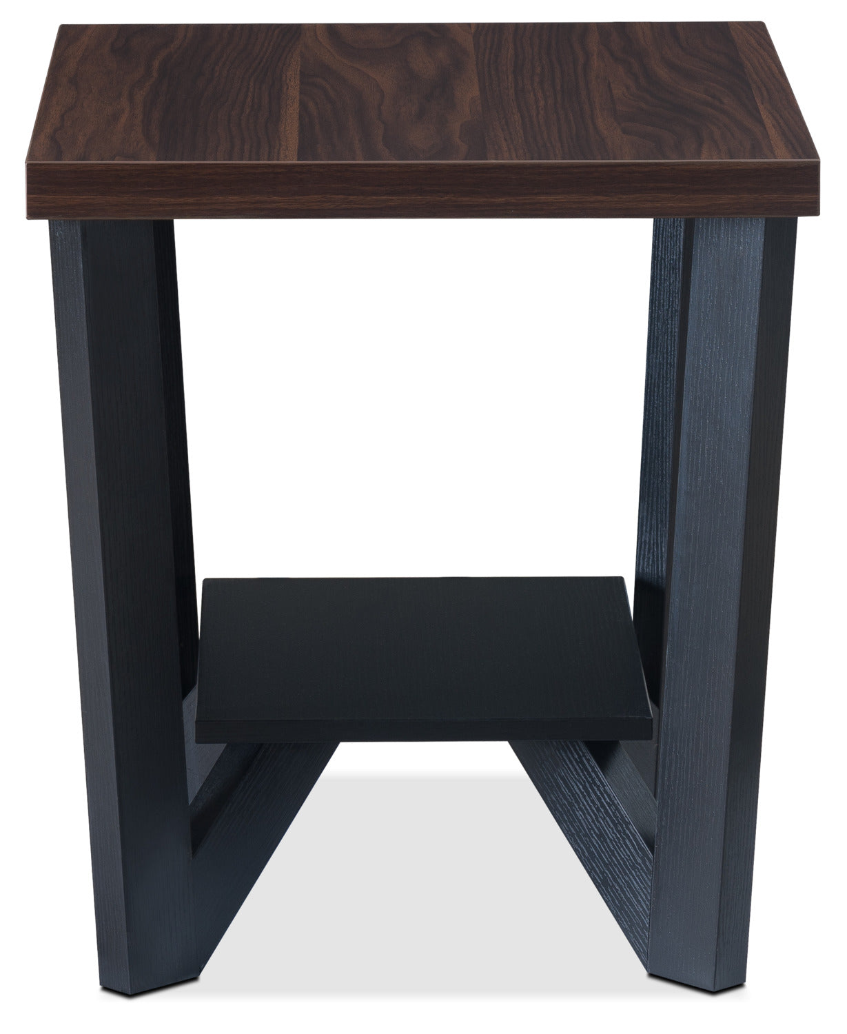 Arika 47.5" Modern 3-Pack Coffee + 2 End Tables with Shelf - Dark Walnut annd Black |Ensemble 3 tables modernes Arika de 47,5 po (table à café et 2 tables de bout) avec tablette - noyer foncé et noir