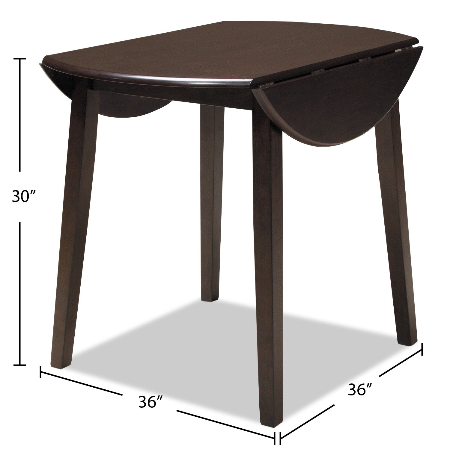 Hammis Drop-Leaf Dining Table, 36"W Round - Brown | Table de salle à manger ronde Hammis de 36 po (L) à abattant - brune