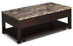 Sicily 48" Traditional Lift Top Coffee Table With Storage, Shelf and Casters - Dark Brown  with Mabl|Table à café traditionnelle Sicily de 48 po avec dessus relevable, rangement, tablette et roulettes