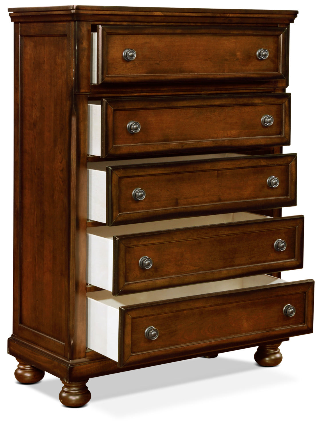 Chelsea Bedroom Chest of Drawers, 5-Drawer, 38"W x 52"H - Cherry Brown | Commode verticale Chelsea de 38 po (L) x 52 po (H) à 5 tiroirs pour la chambre à coucher - brun cerisier