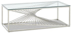 Andreas 47.25" Modern Glass Top Coffee Table - Silver with Chrome Metal Base|Table à café moderne Andreas de 47,25 po avec dessus en verre - argentée avec base en métal chromé
