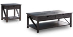 Jake 47.25" Rustic 2-Pack Coffee + End Table with Storage and Shelf - Distressed Grey |2 tables à café rustiques Jake de 47,25 po avec rangement et tablette - gris vieilli