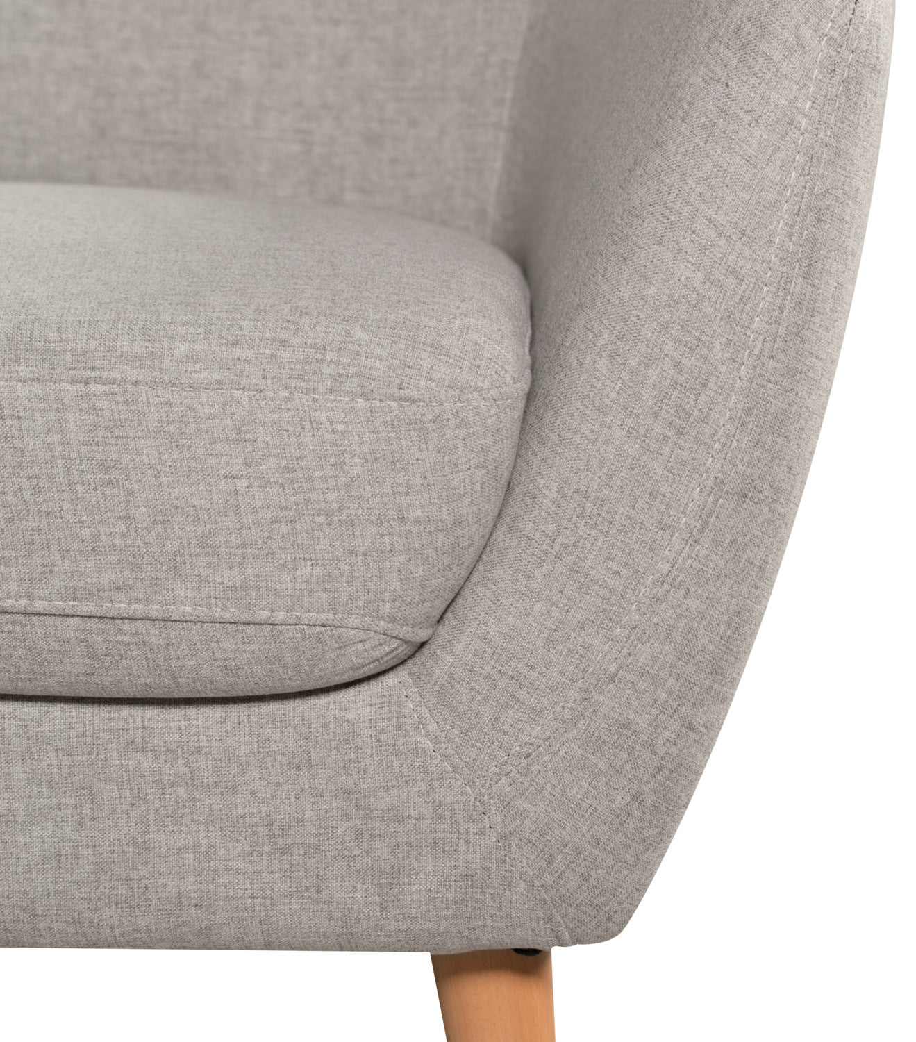 Calla 73.62" Linen-Look Fabric Condo  Size Sofa with Button Tufting and Wood Legs - Light Grey | Sofa Calla de 73,62 po de format condo en tissu d’apparence lin avec capitonnage et pattes en bois - gris clair