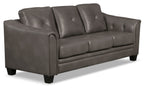 Andi 84" Leather-Look Fabric Sofa with Button Tufting - Grey | Sofa Andi de 84 po en tissu d’apparence cuir avec capitonnage - gris