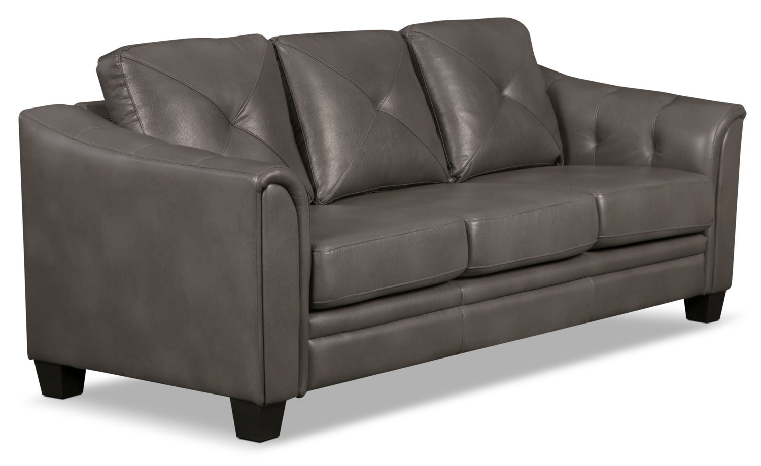 Andi 84" Leather-Look Fabric Sofa with Button Tufting - Grey | Sofa Andi de 84 po en tissu d’apparence cuir avec capitonnage - gris