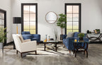 Kort & Co. Kassia 90.6" Linen-Look Fabric Sofa with Wood Base and Legs - Blue | Sofa Kassia de Kort & Co. de 90,6 po en tissu d’apparence lin avec base et pattes en bois - bleu