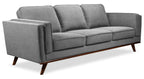 Kort & Co. Kassia 90.6" Linen-Look Fabric Sofa with Wood Base and Legs - Grey | Sofa Kassia de Kort & Co. de 90,6 po en tissu d’apparence lin avec base et pattes en bois - gris