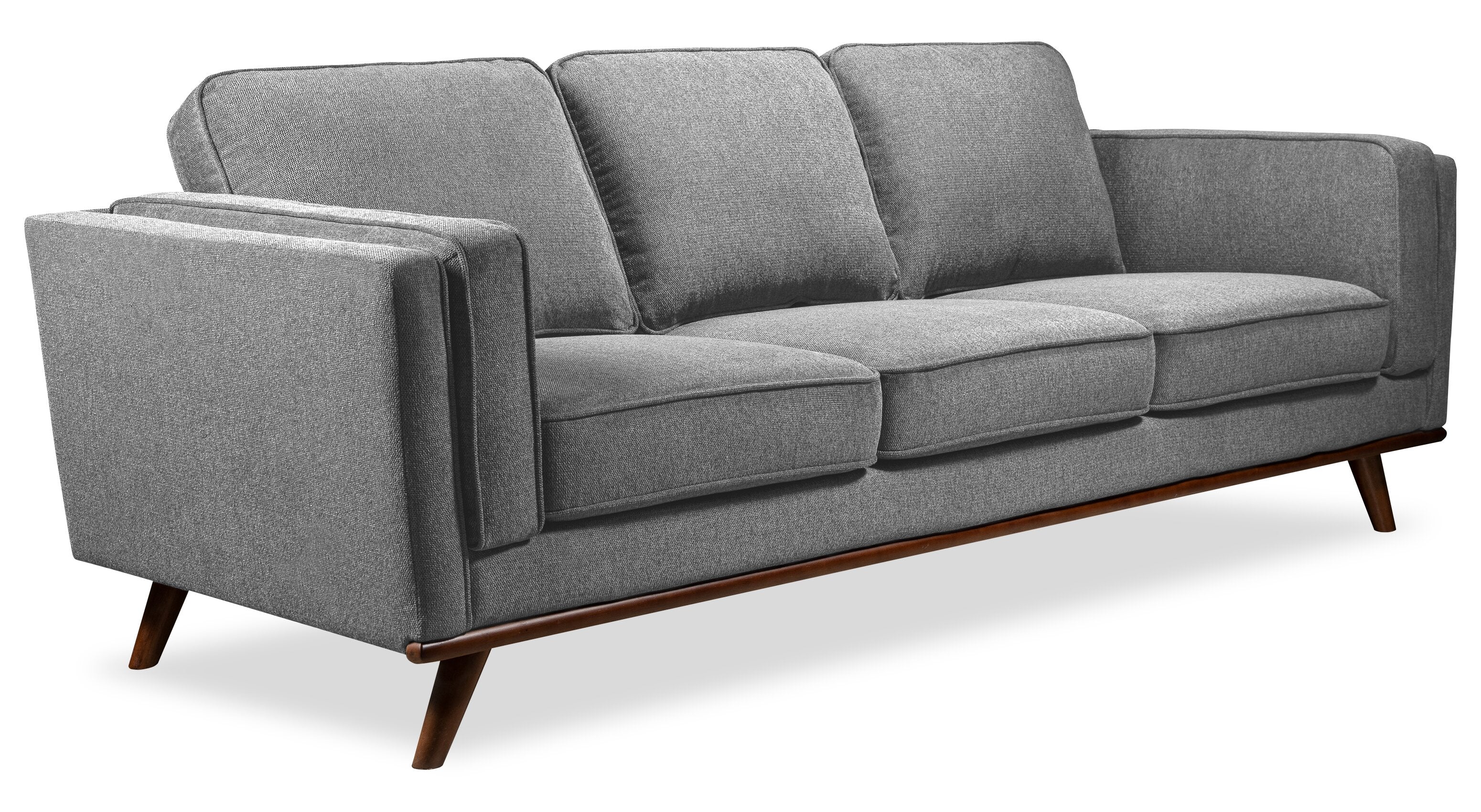Kort & Co. Kassia 90.6" Linen-Look Fabric Sofa with Wood Base and Legs - Grey | Sofa Kassia de Kort & Co. de 90,6 po en tissu d’apparence lin avec base et pattes en bois - gris