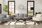 Kort & Co. Kassia 90.6" Linen-Look Fabric Sofa with Wood Base and Legs - Grey | Sofa Kassia de Kort & Co. de 90,6 po en tissu d’apparence lin avec base et pattes en bois - gris