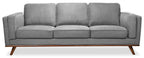Kort & Co. Kassia 90.6" Linen-Look Fabric Sofa with Wood Base and Legs - Grey | Sofa Kassia de Kort & Co. de 90,6 po en tissu d’apparence lin avec base et pattes en bois - gris