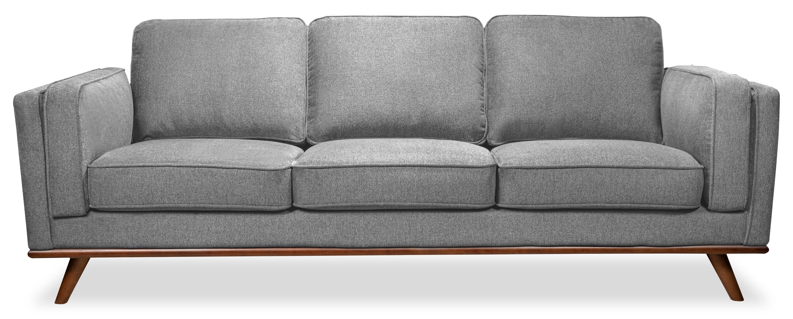 Kort & Co. Kassia 90.6" Linen-Look Fabric Sofa with Wood Base and Legs - Grey | Sofa Kassia de Kort & Co. de 90,6 po en tissu d’apparence lin avec base et pattes en bois - gris