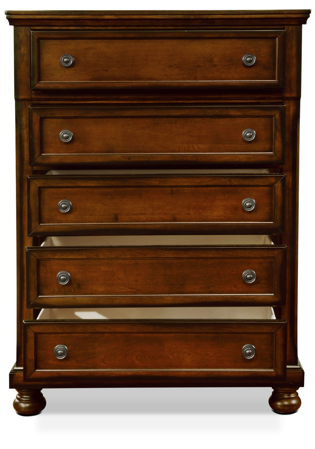 Chelsea Bedroom Chest of Drawers, 5-Drawer, 38"W x 52"H - Cherry Brown | Commode verticale Chelsea de 38 po (L) x 52 po (H) à 5 tiroirs pour la chambre à coucher - brun cerisier