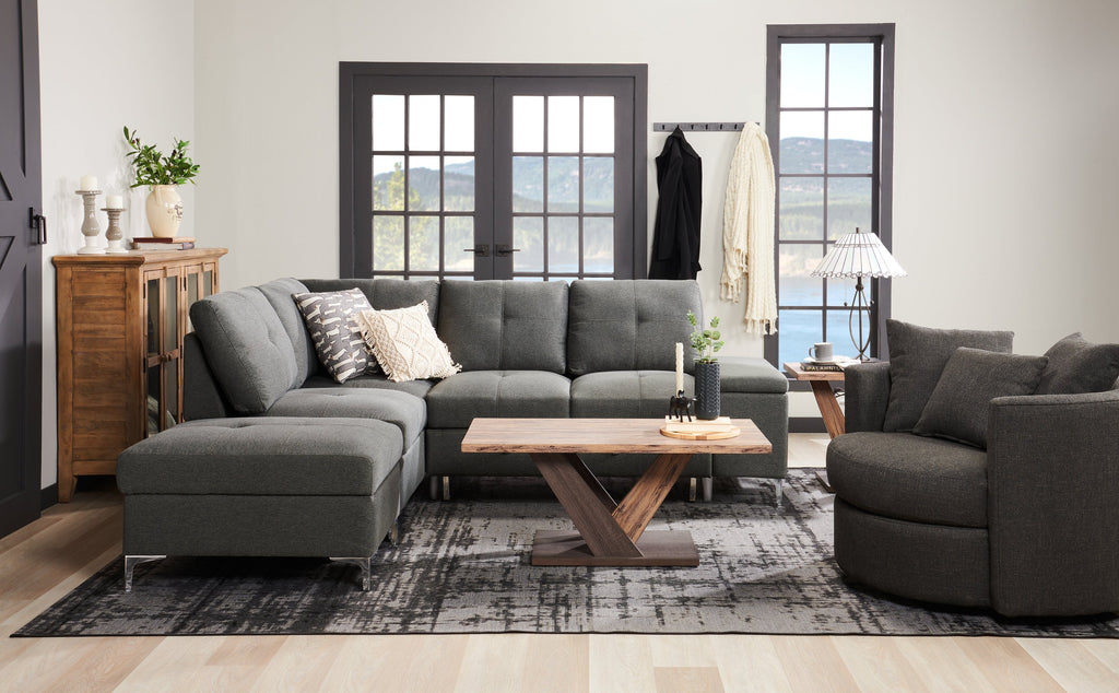 Kinsley 43.3" Modern Coffee Table - Dark Brown Wood|Table à café moderne Kinsley de 43,3 po - bois brun foncé