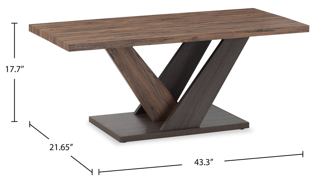 Kinsley 43.3" Modern Coffee Table - Dark Brown Wood|Table à café moderne Kinsley de 43,3 po - bois brun foncé