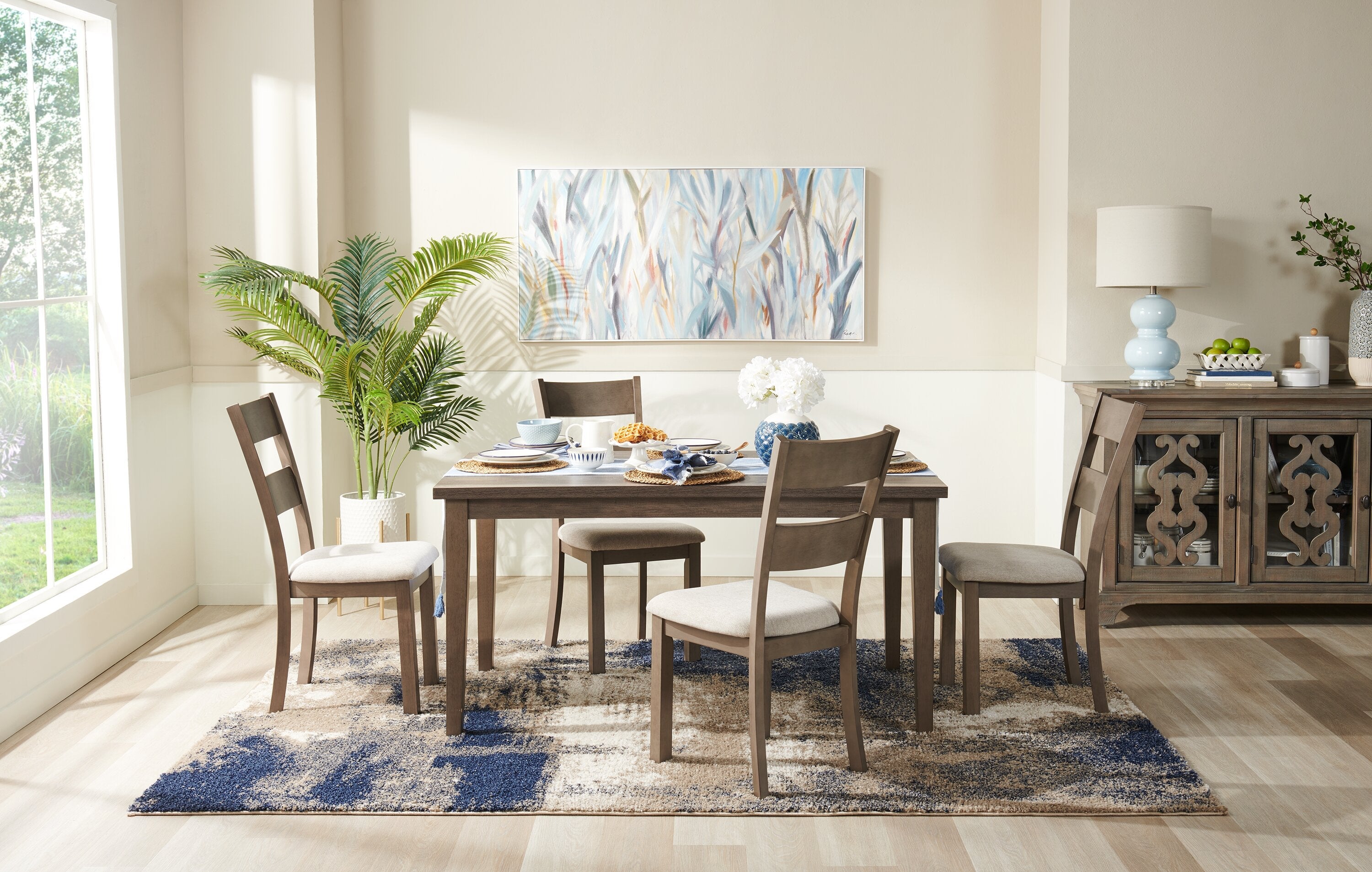 Krew Dining Chair with Polyester Fabric, Ladder-Back - Grey | Chaise de salle à manger Krew en tissu de polyester avec dossier en échelle - grise