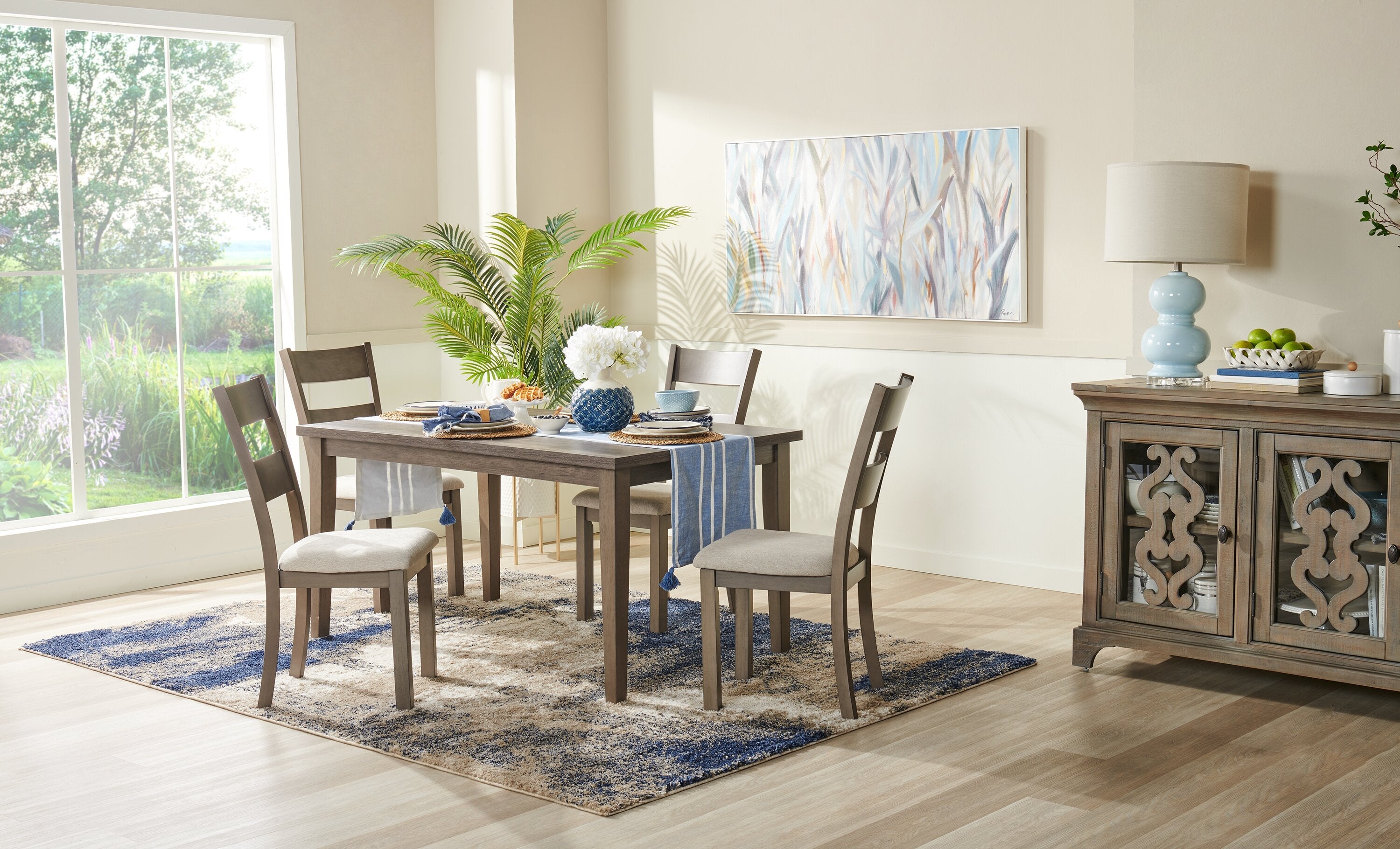Krew Dining Chair with Polyester Fabric, Ladder-Back - Grey | Chaise de salle à manger Krew en tissu de polyester avec dossier en échelle - grise