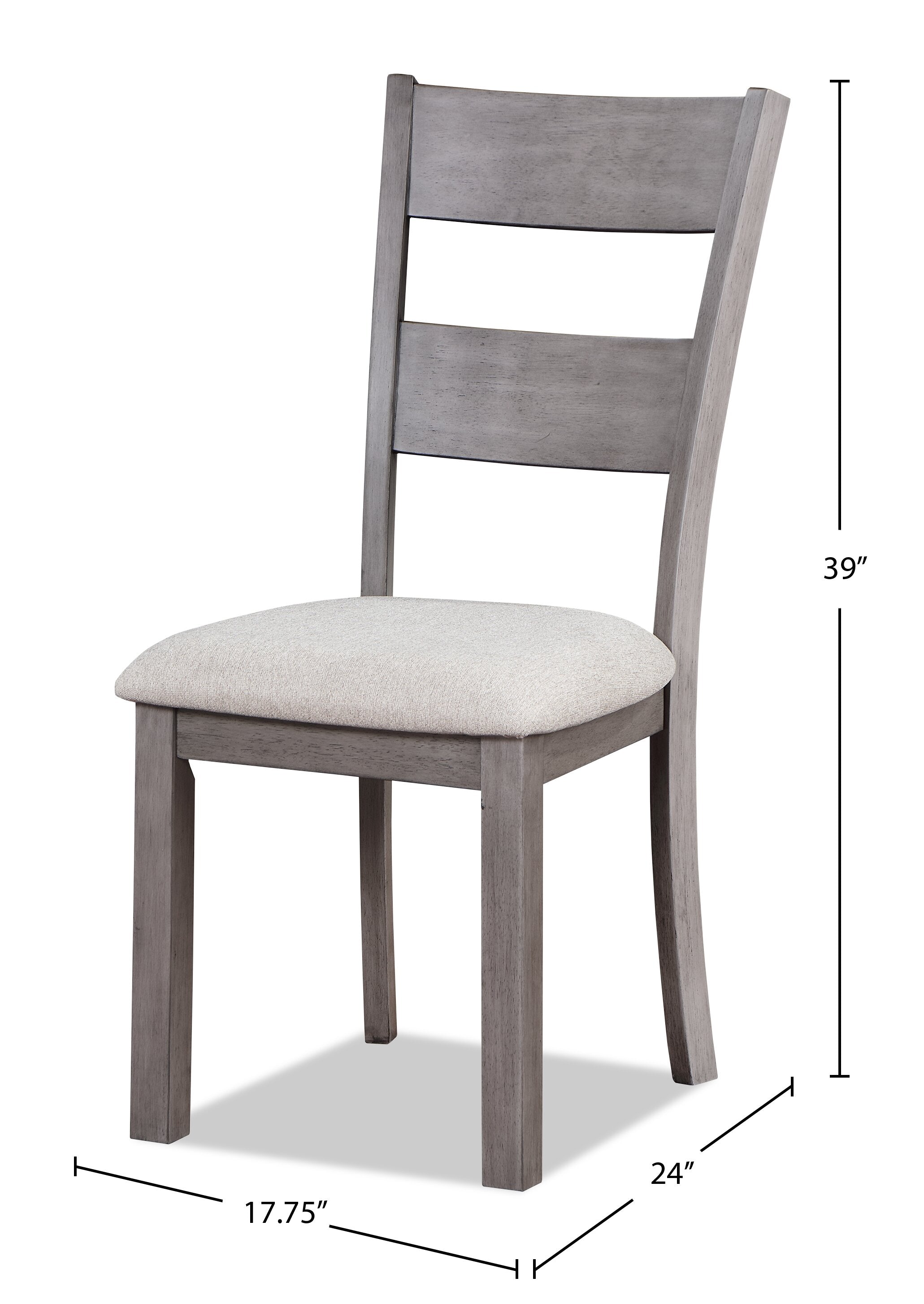 Krew Dining Chair with Polyester Fabric, Ladder-Back - Grey | Chaise de salle à manger Krew en tissu de polyester avec dossier en échelle - grise