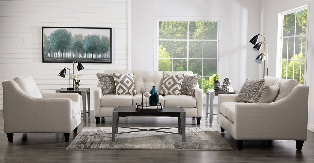 Made in Canada Cindy Crawford Home Kylie 78" Linen-Look Sofa with Wood Legs - Zeus Pearl | Sofa Kylie de Cindy Crawford Home de 78 po fabriqué au Canada en tissu d’apparence lin avec pattes en bois - perle Zeus