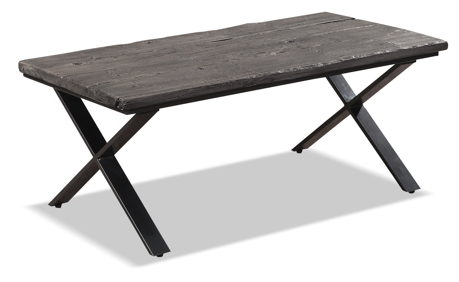 Astana 48" Rustic Coffee Table - Brown with Black Iron Legs|Table à café rustique Astana de 48 po - brune avec pattes en fer noir