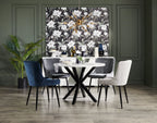 Lexi Dining Chair with Velvet-Look Fabric, Metal - Blue | Chaise de salle à manger Lexi en tissu d’apparence velours et en métal - bleue