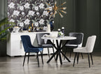 Lexi Dining Chair with Velvet-Look Fabric, Metal - Blue | Chaise de salle à manger Lexi en tissu d’apparence velours et en métal - bleue